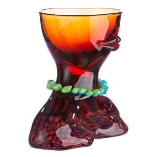 Glas Art Vase Dekovase - Deko Wohnzimmer - Geschenk für Frauen Geburtstag - Farbe: rot - Höhe 25 cm