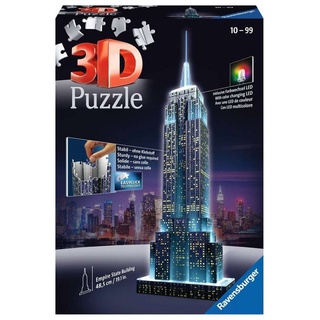 Ravensburger 3D-Puzzle 216 Teile 3D Puzzle Bauwerk Empire State Building bei Nacht 12566, 216 Puzzleteile