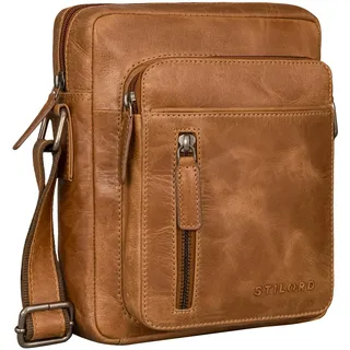 STILORD 'Dain' Umhängetasche Herren klein Leder Schultertasche Herrentasche zum Umhängen Herrenhandtasche Echt-Leder Crossbody Bag Ledertasche Vintage klein Echtleder, Farbe:perugia-braun - S