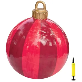 Settoo Weihnachtsdekorationen Weihnachten Aufblasbar Ball 60cm Aus PVC Christbaumkugel,Weihnachtskugel Personalisiert Baumschmuck Weihnachtskugeln (mit Inflatorzylinder)
