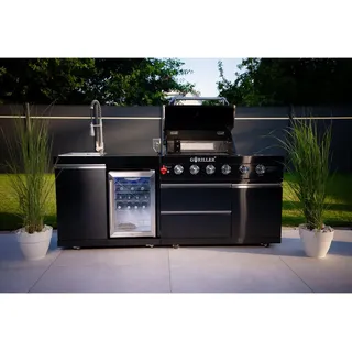 Goriller Outdoorküche, Schwarz Hochglanz, Metall, 22,800 W, 58x90x217 cm, Grills & Outdoor-Küchen, Gasgrills