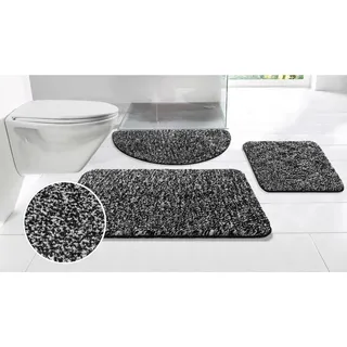 OTTO home Badematte Vanessa meliert, Badvorleger, Badezimmer Teppich, Duschvorleger, Höhe 20 mm, rutschhemmend beschichtet, strapazierfähig, Polyester, rechteckig, Badteppich, weiche Haptik, unifarben schwarz rechteckig | 55 cm x 50 cm x 20 mm