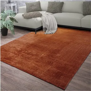 TT Home Unifarben Kurzflorteppich 100 x 200 cm Dunkelorange