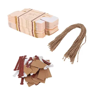 Glomora 50 Stück Mini Koffer Geschenkbox aus Kraftpapier, 8x5x3cm Vintage Süßigkeitenbox mit Juteschnur und Tags für Hochzeiten Geburtstage Baby Shower und Taufen Charmant Design Geschenkverpackung