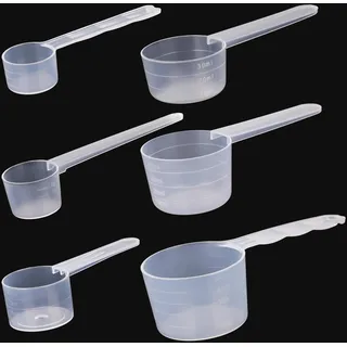 Dosierlöffel, 6 Stück Proteinpulver Kaffee Messlöffel, Enthält 3g, 4g, 20ml, 30ml, 40ml und 50ml Messlöffel, Transparente Messlöffel aus Kunststoff für Kaffee, Proteinpulver, Waschmittel