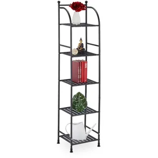 Relaxdays Standregal mit 5 Ablagen Schwarz,