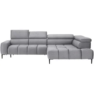 Welnova Ecksofa, Grau, Metall, 5-Sitzer, Ottomane rechts, L-Form, 300x216 cm, Made in EU, Typenauswahl, Stoffauswahl, seitenverkehrt erhältlich, Hocker erhältlich, Wohnzimmer, Sofas & Couches, Wohnlandschaften, Ecksofas