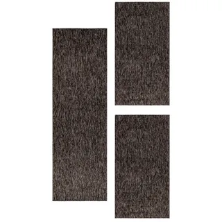 Carpettex Kurzflor-Bettumrandung Unicolor - Einfarbig, Höhe 7 mm, (Bett-Set, 3-tlg., Bettvorlage), Schlafzimmer Teppich Bettumrandung Läufer Set 3 teilig braun 2 St. x 60 cm x 100 cm | 1 St. x 80 cm x 250 cm