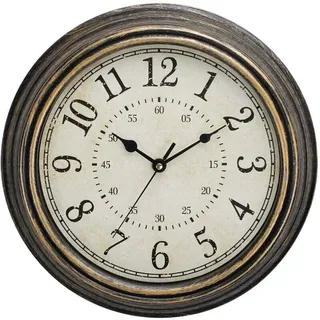 Ahlsen Vintage Quarz-wanduhr, 30 Cm, Geräuschlos, Kein Ticken, Große Ziffern, Hd-glas, Antik-kupfer-finish