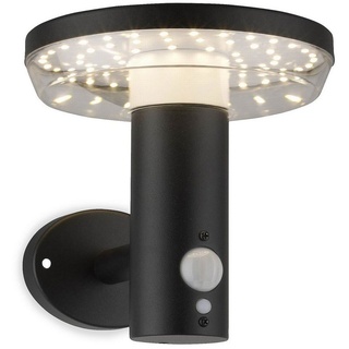 Kiom Außen-Wandleuchte Solar Wandleuchte Piran schwarz Sensor 600 lm, Bewegungsmelder und Dauerlicht, LED, LED-Leuchtmittel fest verbaut, warmweiß schwarz