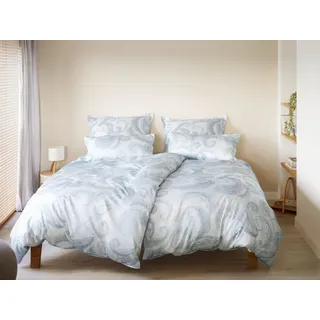 ELEGANTE Grandezza Floral Baumwolle/Seide Rauchblau 135 x 200 cm + 80 x 80 cm
