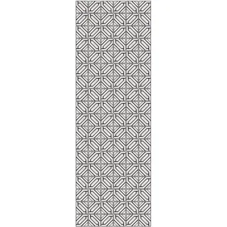 micasia Vinylteppich nass abwischbar Muster Bodenschutz - Made in Germany - Teppich Fliesenoptik 2,2mm dünne Vinyl Bodenmatte schwarz Küche Flur trittsichere Matte 2824 (50x150cm)