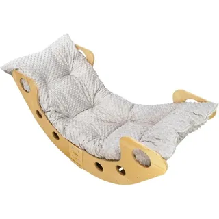 Montessori Holz-Wippe mit XXL-Kissen, faltbar, PL - Transparent