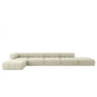 altdecor Ecksofa Velours 7-Sitzer Beige
