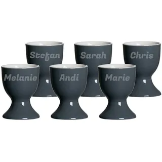 Eierbecher Doppio 6er Set - Name - Anthrazit