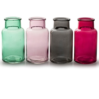 Glasflaschen Emma, Vasen in verschiedenen Größen H 14/16,5/20 cm - Apothekerflaschen Arzneimittelflaschen Glasvasen Flaschen Menge 6 x (H 14 cm/Ø 7 cm bunt)