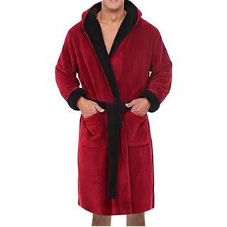 Bademantel Sauna Herren Frottee - Nachtwäsche Mit Taschen Flanell Aus Baumwolle Fleece Schnelltrocknend Kuschel Plüsch Flauschig Warm Und Kuschelig Saunamantel Weich Leicht Weicher Morgenmantel