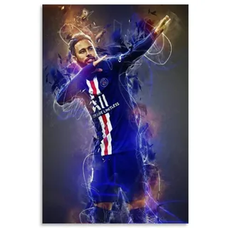 Huangchen Fußball-Stern Neymar Poster - Dekorative Malerei Leinwand Wandkunst für Wohnzimmer und Schlafzimmer - 60 x 90 cm