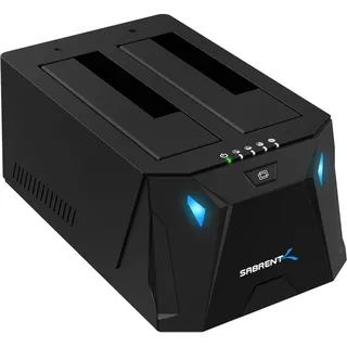 SABRENT 2 Bay USB C Festplatten Dockingstation - 2,5 3,5 Zoll SATA SSD HDD Docking Station 5Gbps - Dock mit Offline Festplatte Klonen [Werkzeuglose Installation] (EC-CH2B)