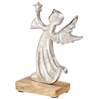 Levandeo® Weihnachtsfigur Engel 15 cm Braun/Silber
