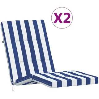 vidaXL Liegestuhl-Auflage 2 St. 0 x 0 x 0 cm Blau/Weiß Gestreift