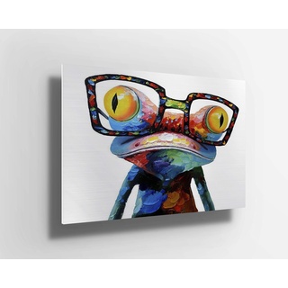 52 north Poster mit süßem Frosch mit Brille, Ölgemälde, Pop-Art, Metall-Poster, Aluminiumdruck, Wandkunst, Leinwand, Geschenk, m349 (60 x 60 cm)