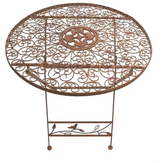 PassionMade Gartentisch Klapptisch Tisch rund klappbar Gartendeko Metall Bistrotisch 199, Metalltisch Rostlook braun