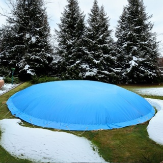 Aufblasbare Poolabdeckung Rund 350/360 cm Blau Überwinterung Luft Kissen Pool