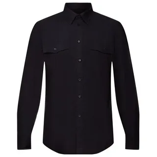 Esprit Langarmhemd Utility-Hemd aus Baumwolle schwarz