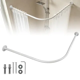 Duschvorhangstange L-Form 75-95cm x 75-95cm Verstellbare Duschstange Ecke aus Edelstahl,Duschvorhangschienenhalterung,für Badewanne Badezimmer Ankleidezimmer,ohne Bohren