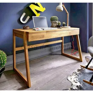 Schreibtisch Bürotisch Sekretär 126x77x55cm holz Wildeiche massiv natur geölt