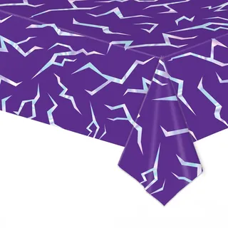 DYIOTF Kpop Geburtstags Deko Tischdecke Lila Blitz Design - 137x274cm Einweg Party Tischdecke für Geburtstage, Mottoparty & Halloween, Wasserfeste Kunststoff Tischfolie