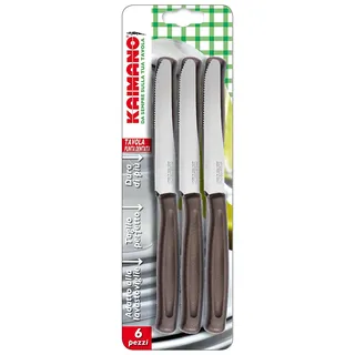 Kaimano 1023389 Dinamik Table Tafelmesser, Halbe Zahnung, Edelstahl, Braun, 28 x 10 x 2 cm, 6-Einheiten