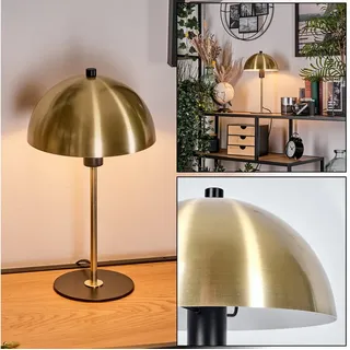 hofstein Tischleuchte moderne Nachttischlampe aus Metall in Messing/Schwarz, ohne Leuchtmittel, RetroTischlampe, Ø20cm, 36cm, Schalter, 1 x E14, ohne Leuchtmittel. schwarz