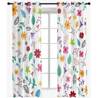 Hiseng Voile Vorhänge mit Ösen Durchsichtig Halbtransparent Ösenvorhang für Fenster Wohnzimmer Schlafzimmer Transparent Gardine Elegant 2er Set -3D Blumen Druck (Sonnenblume,107x160cm)