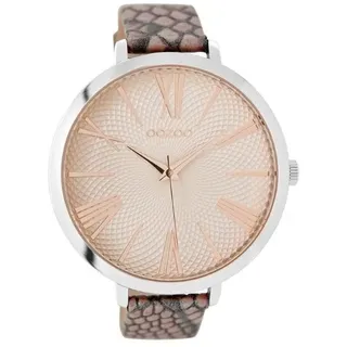 Oozoo Damenuhr mit Snake Look Lederband XXL 48 MM 48 MM Pinkgrau/Pinkgrau C9172