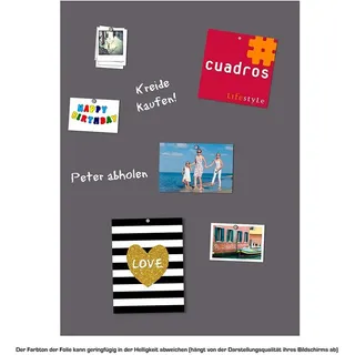 queence Magnetfolie Magnetische Tafelfolie, (Komplett-Set, 1St), Tafel-Wandtafelfolie-Magnetfolie, selbstklebend, Kreide+Neodym-Magnete grau 50 cm x 70 cm x 0,1 cm