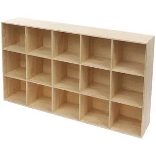 Shalmidor Würfelregal aus Massivholz, Bücherregal, Standregal Raumteiler, Freistehendes Würfelregal, Umweltfreundliches Material, Bücherschrank aus Holz 150x30x90cm (15Fächern)