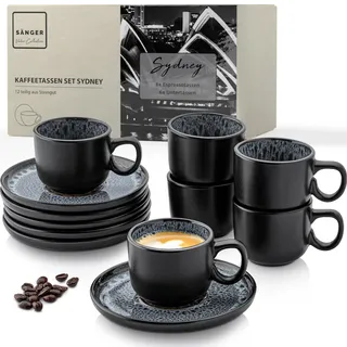 sänger Sydney Espressotassen Set 12-tlg. grau-schwarz