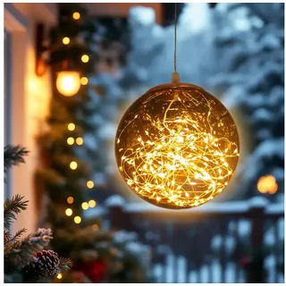 Spetebo LED-Dekofigur Weihnachtskugel in bronze zum Hängen für Außen mit 80 LED (Anzahl, 1 St., Stück), mit Timer bunt