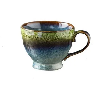 LuxusKollektion Cappuccinotasse Kaffeetasse 400ml Grün Vintage Henkelkeramik, Keramik grün 9.5 cm