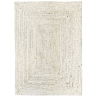 HAMID - Jute Teppich Elfenbein, Alhambra Teppich Handgefertigt Jute 100% Naturfaser de Jute, Wohnzimmer, Esszimmer, Schlafzimmer, Flurvorleger, Farbe Elfenbein, (120x170cm)