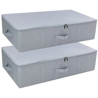 luxuskollektion Unterbettboxen faltbar 2-tlg. Hellgrau