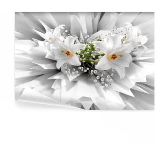 decomonkey Fototapete 3d Effekt Blumen Lilien 350x256 cm XL Tapete Wandbild Bild Fototapeten Tapeten Wandtapete Abstrakt Modern