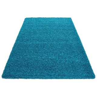 Hochflor-Teppich Teppich Shaggy Hochflorteppich Langflor, Angeycasa, rechteckig, Höhe: 30 mm, Wohnzimmer Esszimmer Schlafzimmer blau rechteckig - 60 cm x 110 cm x 30 mm