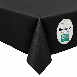 Sensalux Vlies Tischdecke 1 x 2,5 m, Schwarz, abwaschbar | wasserabweisend, stoffähnliche Tischdecke, OEKO-TEX, Party Geburtstag Hochzeit Catering Event