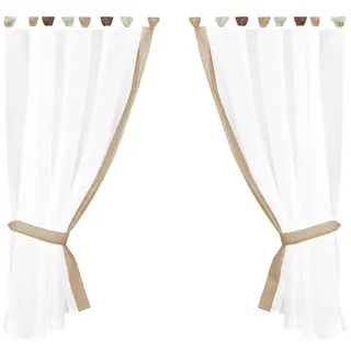arsvita Gardinenset mit Schlaufen Skyline, Größe: 140x120cm, Farbe: Beige - Beige
