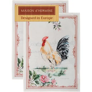 Maison d'Hermine Küchenhandtuch 100% Baumwolle (50 cm x 70 cm, Set von 2) | Küchenhandtücher Tischgeschirrtücher zum Muttertagsgeschenke Reinigen Buffetpartys Hochzeiten Frühling/Sommer - Campagne