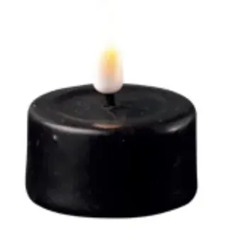 Deluxe Homeart LED Teelicht im 2er Set mit Real Flame, Ø4.1 x H4.5cm, schwarz