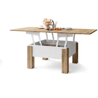 designimpex Couchtisch Design Oslo Tisch höhenverstellbar aufklappbar Esstisch beige